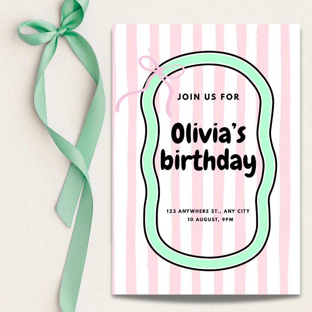 Elegant Script Birthday Invitation Template, Printable Canva Invite ...