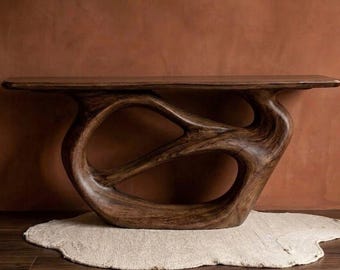 Sculptural Solid Wood Console Table | Organic Modern Entryway Table | Handmade Wooden Statement Piece