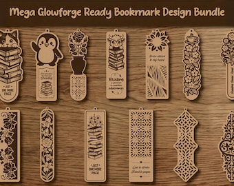 GlowforgeブックマークSVGバンドル、レーザーカットブックマークファイル、木製ブックマークデザイン、読書好きSVG、CNCレーザー彫刻バンドル