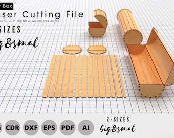 丸型ギフトボックスSVG、円筒形ボックスレーザーカット、柔軟な木製ボックスSVG、ロールギフトボックスGlowforge Cricutファイル