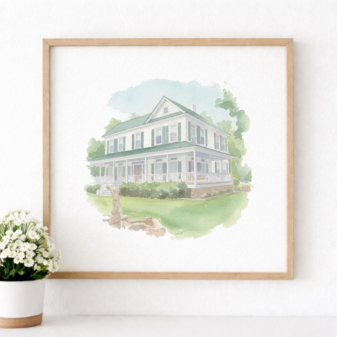 First Home Portrait From Photo, Custom Watercolor House Painting, New ...