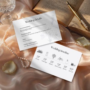 Royal Collection – white silver Details Card Template,  Royal Minimalist Wedding Insert, Instant Download, Templett or Canva Wedding Suite