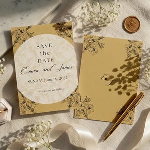 Royal Collection – white gold Save the Date Template | Editable Wedding Save the Date | Canva Template | Vintage Wedding Invitation