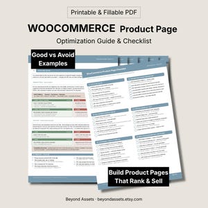 WooCommerce Product Page Guide & SEO Checklist | Build Pages That Rank and Sell | Ecommerce Optimization | Printable + Fillable PDF