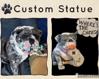 Custom Bulldog Statue (English or French) | Personalized Figurine | Funny or Memorial Keepsake | Custom Dog Sculpture w/ Optional Ashes