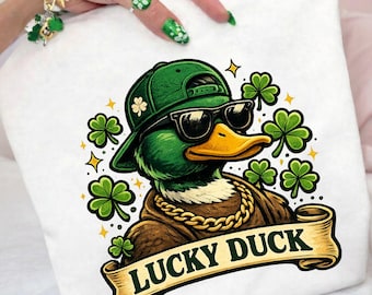 Lucky Duck Hunting PNG, St Patrick's Day Duck Hunter, Shamrock Duck Hunting PNG, Lucky Duck Hunter Shirt Design, Boys St Patricks Day