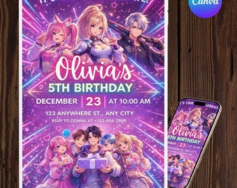Anime Birthday Invite for Parents | Vibrant Anime Artwork | PDF Template