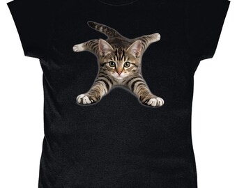 T-shirt chat mignon, cadeau drôle pour amoureux des chats, t-shirt graphique kawaii kitty, chemise pour maman chat, t-shirt animal mignon, cadeau pour elle, vêtements pour amoureux des chats