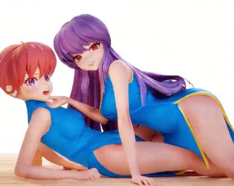 Playful martial artist figure, chaotic rival boy stl, energetic anime model, 3d printable resin statue, ranma inspired, shampoo inspired 203