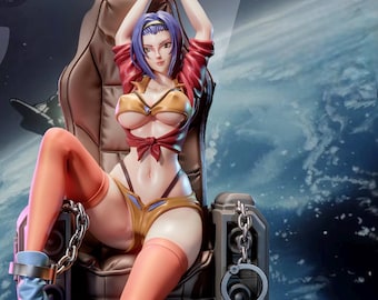 270| Retro confident waifu figure, playful danger girl stl, stylish anime model, 3d printable resin statue. Faye Valentine inspired