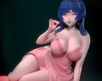 Calm control waifu figure, modern elegance girl stl, composed anime model, 3d printable resin statue , Yao Jiayin inspired. 250