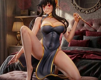 Elegant lethal assassin waifu figure, dual identity girl stl, graceful killer anime model, 3d printable resin statue 226