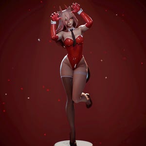 Chica demonio de sangre salvaje stl, figura waifu caótica, modelo imprimible en 3D, archivo de estatua de resina, descarga digital