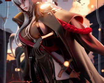 268| Seductive mystique waifu figure, dark allure demon girl stl, fantasy anime model, 3d printable resin statue, dark allure