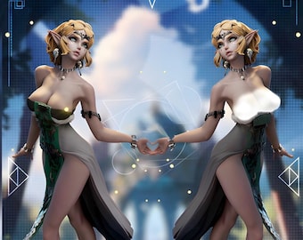 265| Sacred royal waifu figure, wise princess girl stl, fantasy anime model, 3d printable resin statue, Zelda inspired