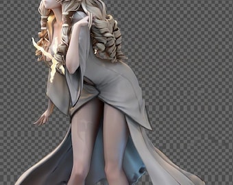 Royal dominance waifu figure, composed queen girl stl, commanding anime model, 3d printable resin statue| crown inspired | 254