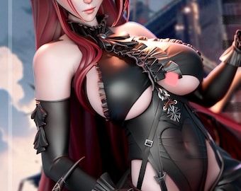 262| Royal discipline waifu figure, elegant commander girl stl, naval anime model, 3d printable resin statue, Hildegard inspired