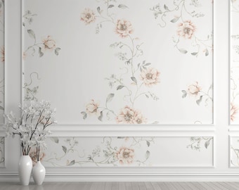 Papel de Parede Infantil com Flores e Borboletas Coloridas – Mural de Parede Floral Botânico (Autoadesivo)