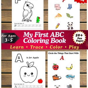 Alphabet Tracing & Coloring for Kids | ABC Learning Workbook | Preschool Activity Printable | Homeschool Worksheets Ages 3-5