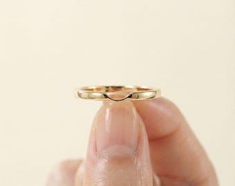 Aliança de casamento empilhável com entalhe em ouro branco 14k, aliança com entalhe, personalizável