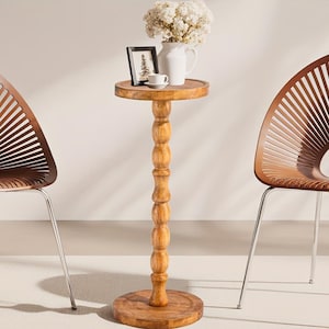 Mesa de centro compacta, mesita auxiliar pequeña con patas de madera resistentes, ideal para exhibir plantas, dormitorios, salas de estar y uso en oficinas.