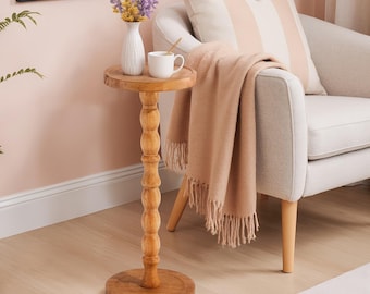 Tavolino compatto, tavolino laterale di piccole dimensioni con robuste gambe in legno, ideale per esporre piante, camere da letto, soggiorni e uffici.