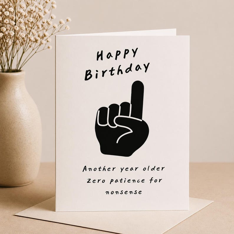 Funny Birthday Card | Minimalist Foldable Greeting (digital Download