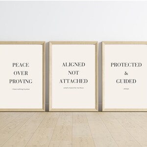 Peace and Alignment Wall Art Set of 3 Neutral Minimalist Quotes Modern Printable Decor Self Growth Digital Download