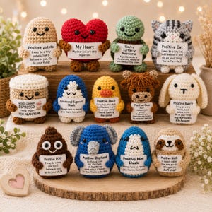 Crochet Pocket Hug | Positive Plush Toy, Mental Health Support Gift. Thoughtful Gifts.
