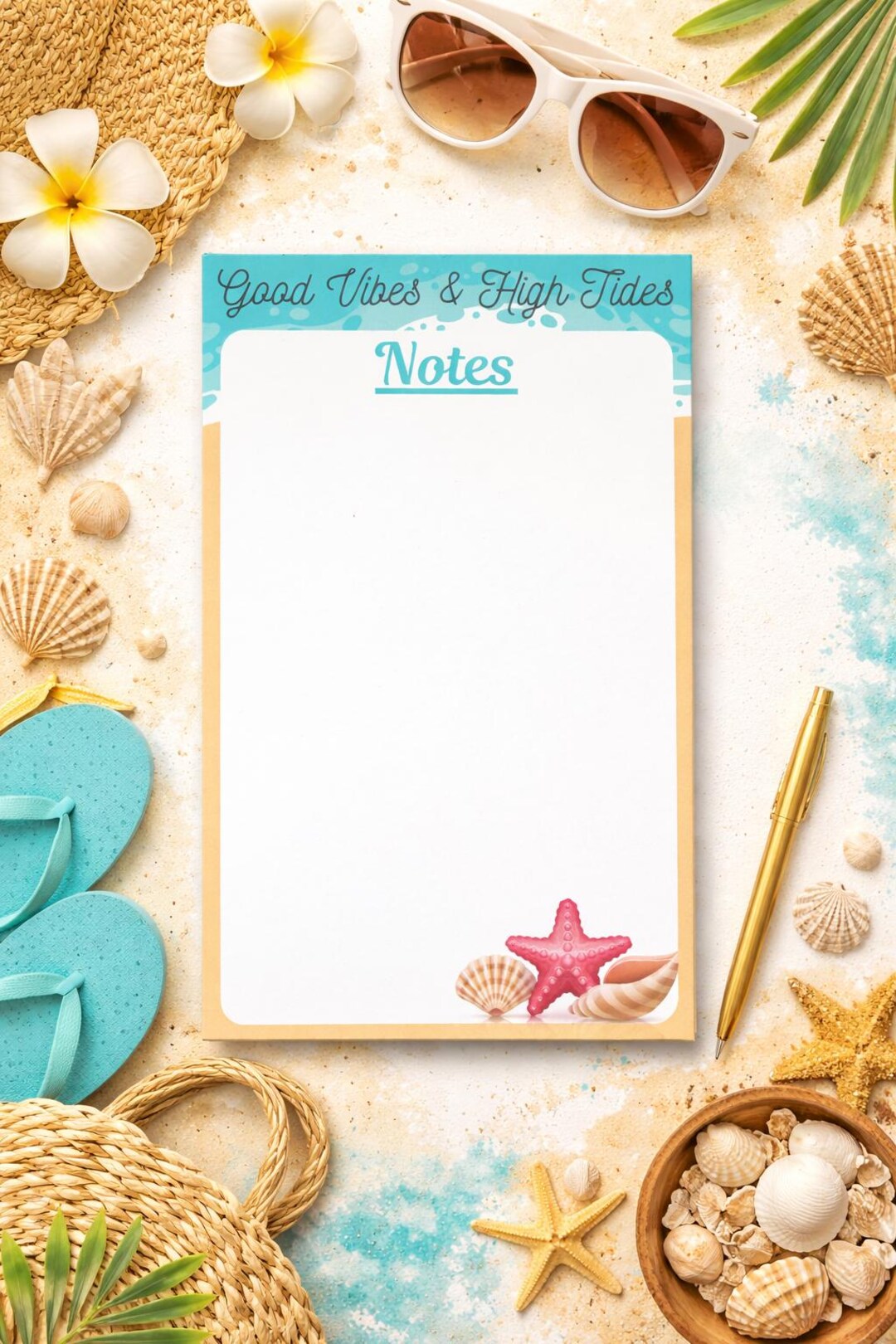 Good Vibes High Tides Notepad | 4x6 or 5x7 Beach Notes Pad | Coastal ...