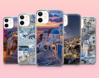 Santorini Phone Case Greece Summer Cover for iPhone 17Pro, 16, 15, 14, 13, 12, Samsung S26, S25, S24, S23Fe, A16, A56, Pixel 10, 9Pro