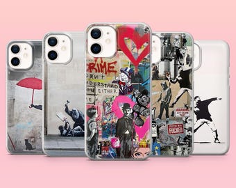 Banksy Phone Case Anonymous street art Cover for iPhone 17Pro, 16, 15, 14, 13, 12, Samsung S26, S25, S24, S23Fe, A16, A56, Pixel 10, 9Pro