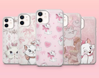 Marie Cat Phone Case Dinsey Cute Kitten Cover for iPhone 17Pro, 16, 15, 14, 13, 12, Samsung S26, S25, S24, S23Fe, A16, A56, Pixel 10, 9Pro