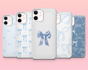 Blue Ribbon Phone Case Bold Coquette Cover for iPhone 17Pro, 16, 15, 14, 13, 12, Samsung S26, S25, S24, S23Fe, A16, A56, Pixel 10, 9Pro