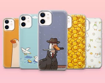 Funny Duck Phone Case Silly goose Cartoon Cover for iPhone 17Pro, 16, 15, 14, 13, 12, Samsung S26, S25, S24, S23Fe, A16, A56, Pixel 10, 9Pro