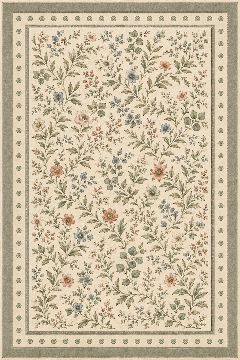 Washable shabby chic mat for elegant french country decor