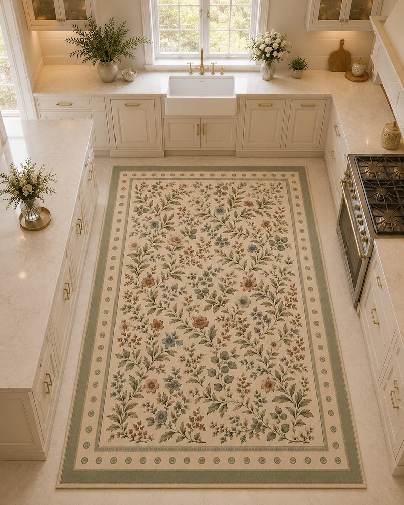 Digital printed traditional delicate flower indoor area