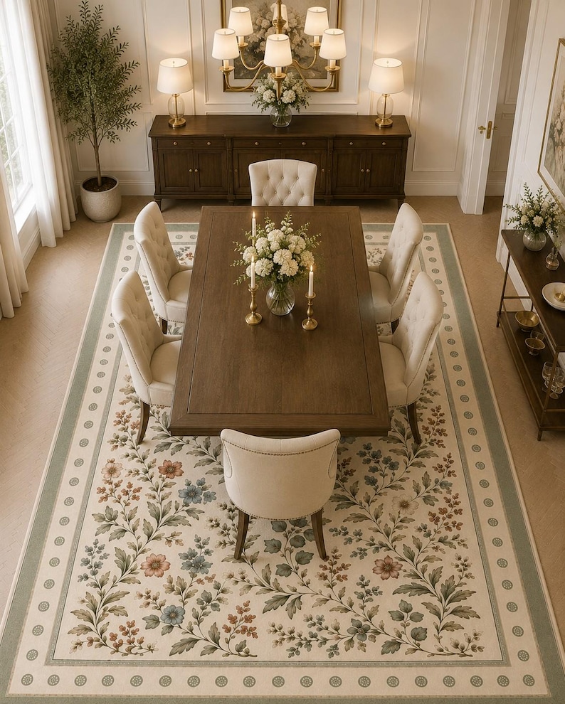 Elegant nursery pad with classic botanical vine pattern