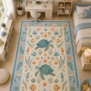 Digital printed starfish and shell indoor flooring