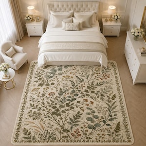 Rustic wildflower floor pad for boho grandmillennial bedroom