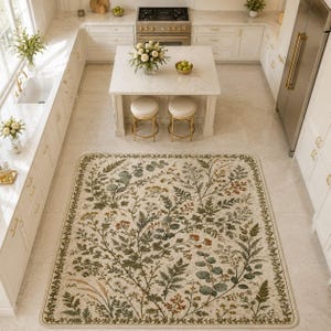 Digital printed nature inspired herbarium indoor area flooring