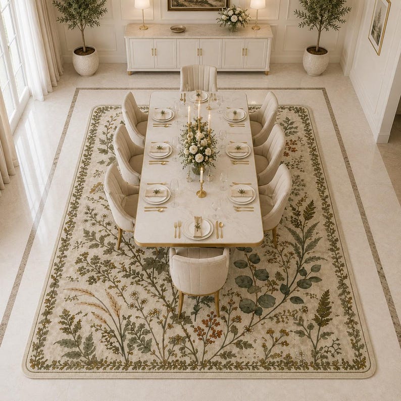 Classic floral accent room decor with delicate green leaves