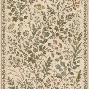 Washable neutral cottagecore mat for elegant living room