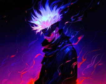 Gojo Satoru Jujutsu Kaisen Glossy or Holographic Vinyl Print Anime Wall Art
