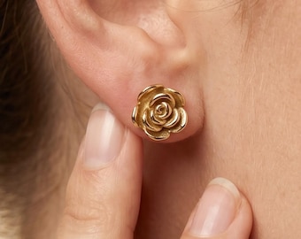 Tiny Rose Flower Stud Earrings, Flower Earrings, Dainty Rose Earrings, Stud Earrings, Gift for her, Every Day Earrings, Christmas Gift