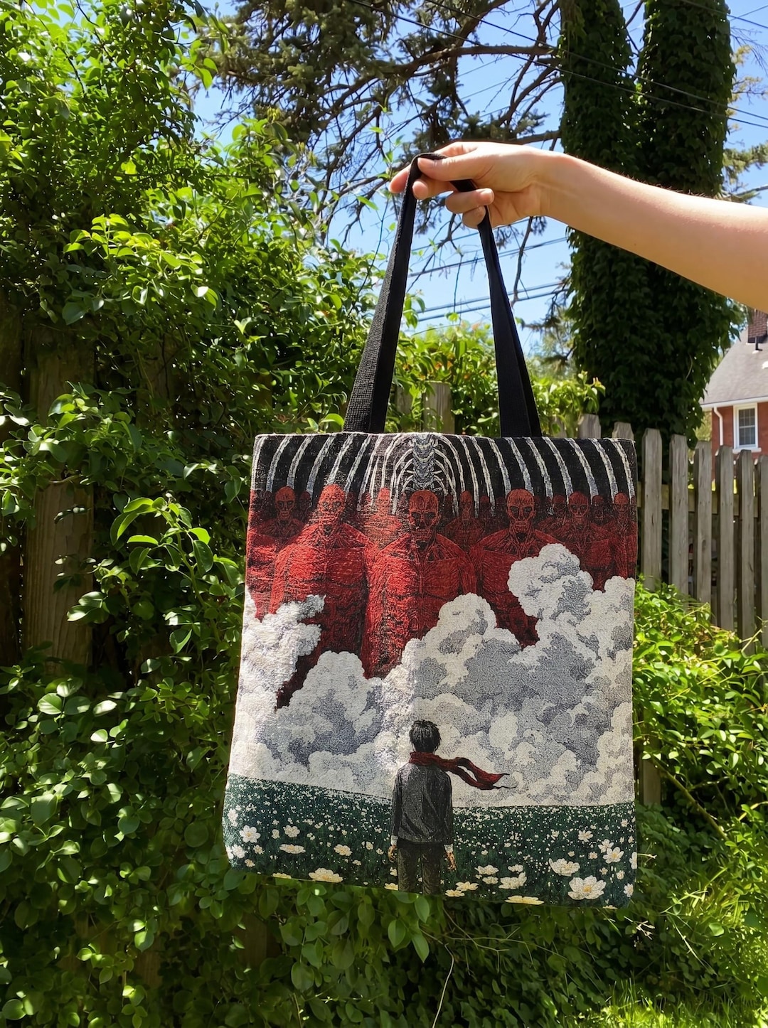 Anime AOT Inspired Tote Bag – Red Battle Scene Shoulder Bag, Dark Manga ...