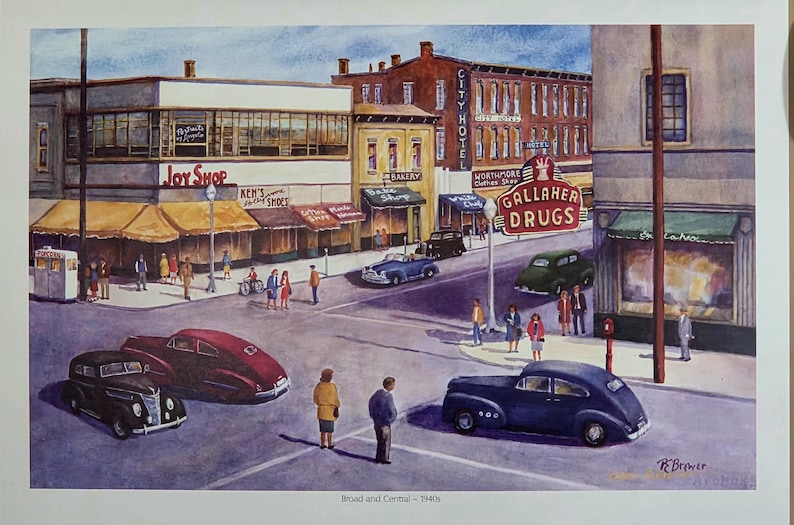 Vibrant Downtown Intersection, 1940s - Etsy