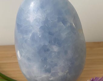 AAA Grade Brazilian Blue Calcite Polished Freeform – 10cm Powder Blue Specimen