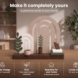 Modular Arch Home Decor Set, 3D Printed Boho Shelf Styling Kit, Complete Tabletop Vignette, Housewarming Gift