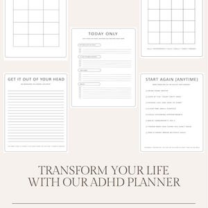ADHD-vriendelijke planner, afdrukbaar, eenvoudige focusorganizer, dagelijks takenblad, uitvoerende functietool, pdf-systeem voor minimale productiviteit